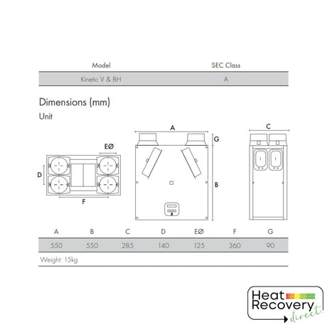 Vent-Axia Lo-Carbon Sentinel Kinetic BH - Right Hand