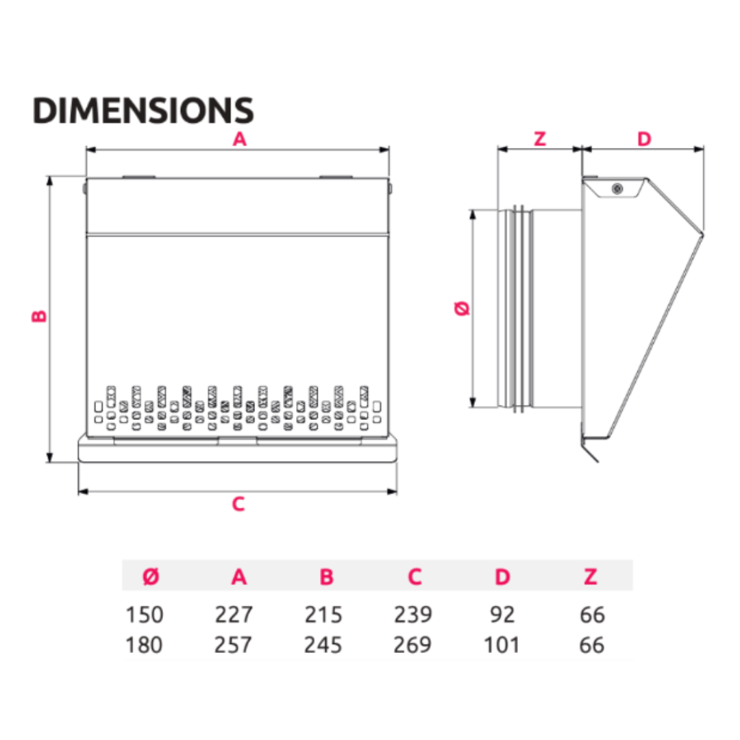 Exterior Wall Grille Graphite - 150mm
