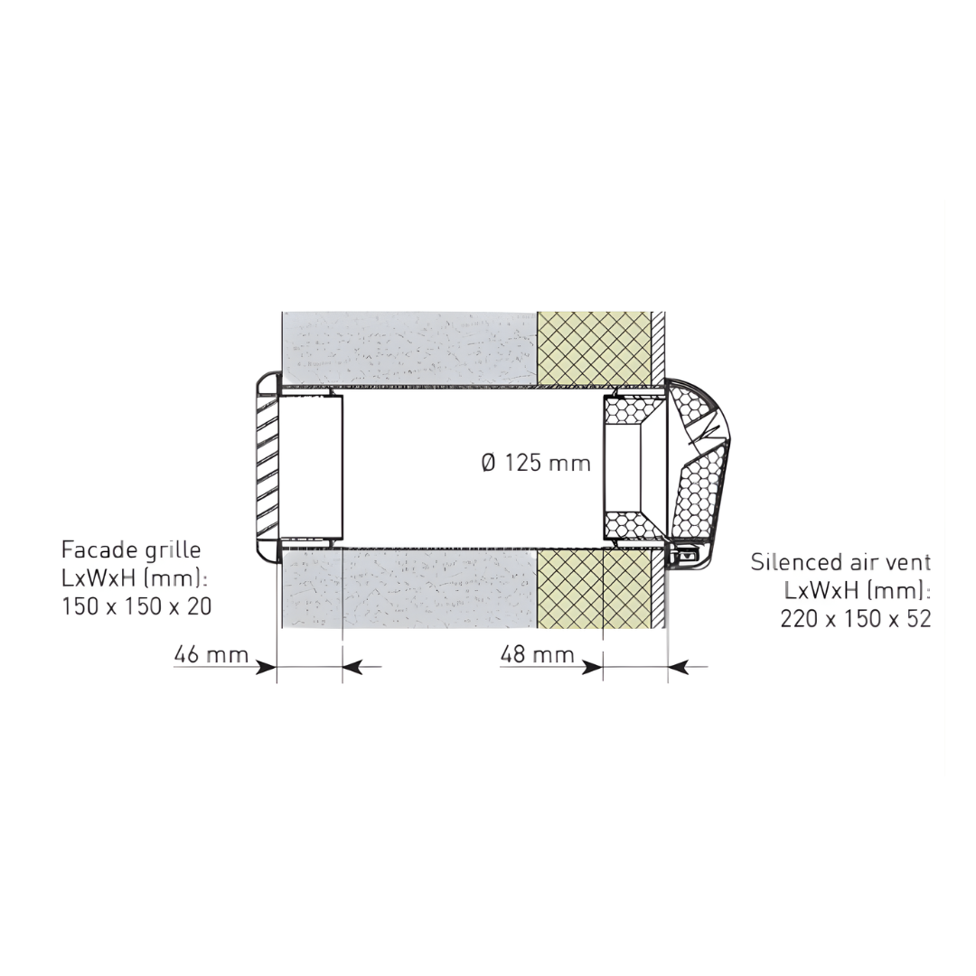 EM-HY Humidity controlled air inlet & Install kit (125mm) Schematic