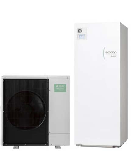 Mitsubishi Electric Ecodan R290 heat pump and cylinder kit for efficient heating and hot water.