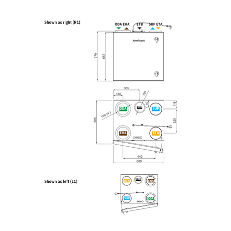 Domekt R 450 V C6M MVHR System Size