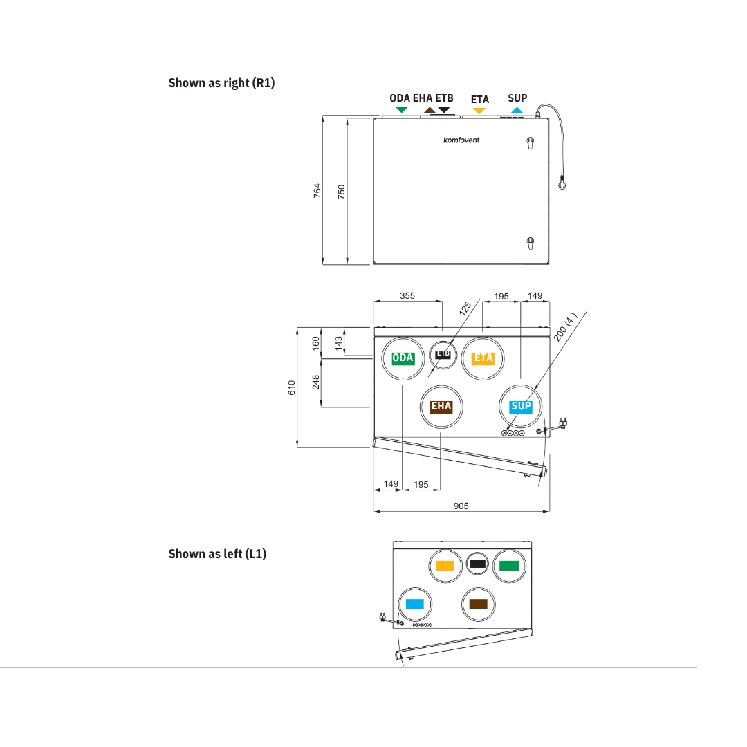 Domekt R 600 V C6M MVHR System Size