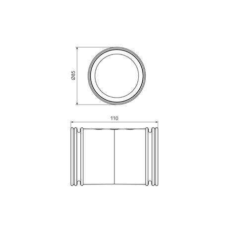 Ubbink 75mm - Connector Dimensions