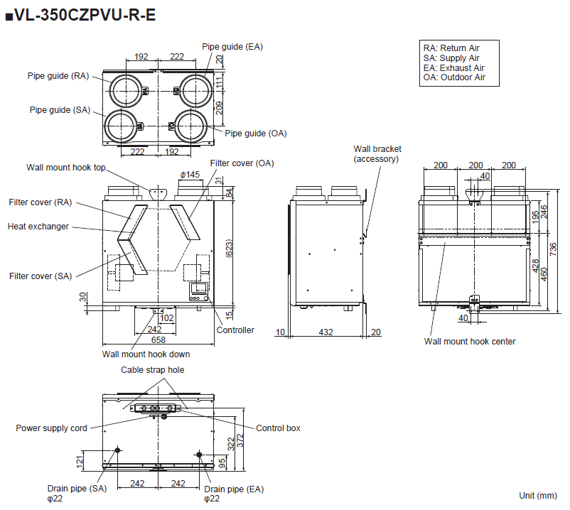 Mitsubishi VL-350 12-Point Heat Recovery (MVHR) Kit